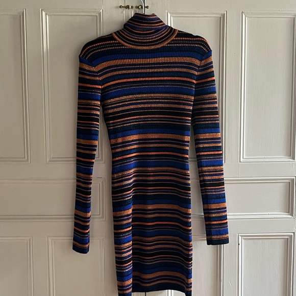 majorette - blue and orange stripe and sparkle long sleeve turtleneck dress - Picture 7 of 7